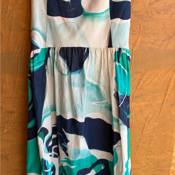 NWT CHRISTIAN LACROIX Linen Cotton Blue Organic Pattern Dress Size Medium - Picture 7 of 12